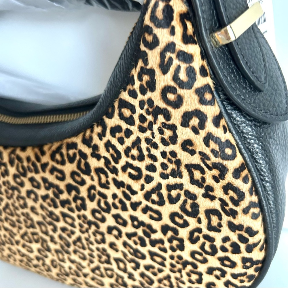 🍂NWT Talbots Leopard Calf Hair Crescent Shoulder Bag - Picture 13 of 13